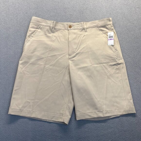 Izod Golf Shorts Mens Size 38 Tan Khaki  Outdoor Active‎ Flat Front,Pockets - Picture 1 of 16